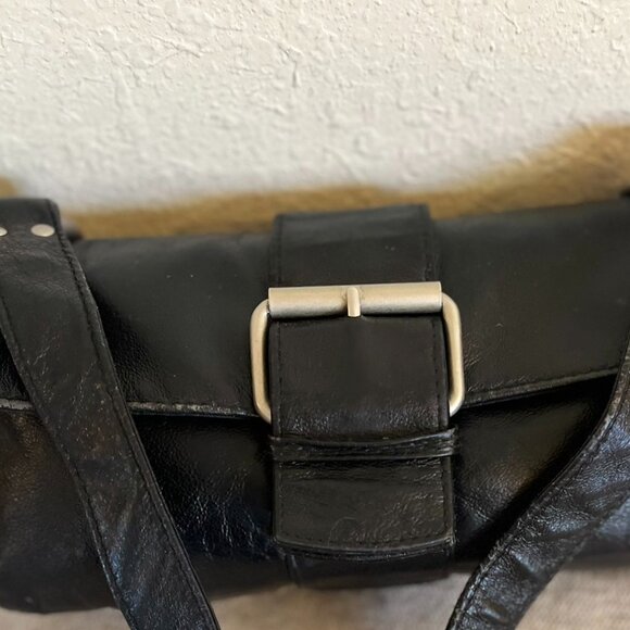 Wilson Maxima Black Leather Bohemian Festival Big Buckle Mini Shoulder Bag - Picture 7 of 11